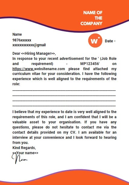 Cover letter template