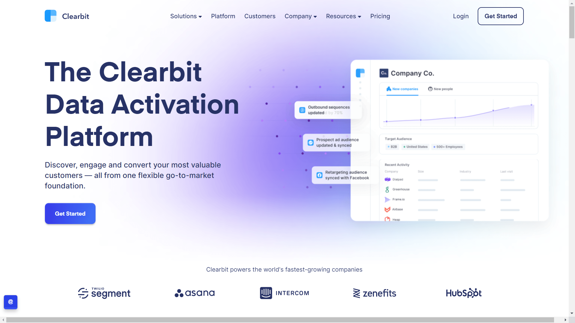Clearbit Website User Interface