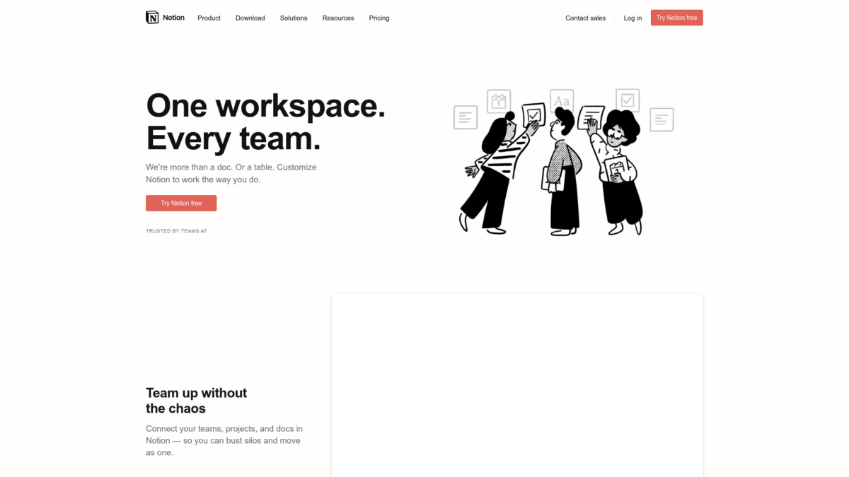 Notion Website User Interface
