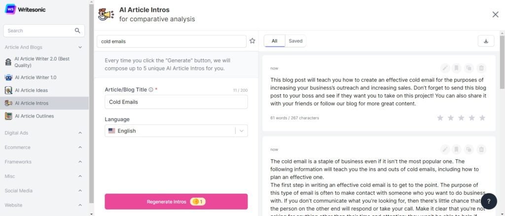 Writesonic Blog Article Output